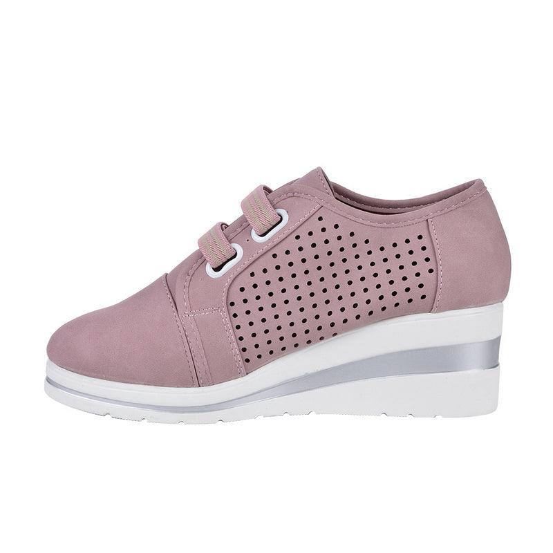 New High Heel Casual Womens Sneakers Breathable Height Increasing Shoes Air Cushion Comfortable Sneakers Women's Vulcanize Leather Shoes Luxury Walking Women Outdoor Shoes