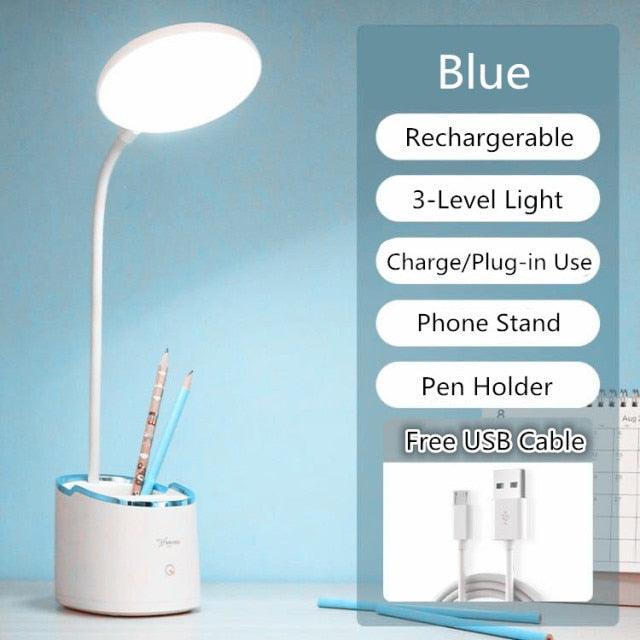 Rechargeable Table Lamp Storage Pen Holder Lamps Table 18 PCS LED Touch Table Lamp USB Hose Phone Stand Student Desk Lamp Decorative Table Lamp Cute Study Lamps for Bedroom Décor