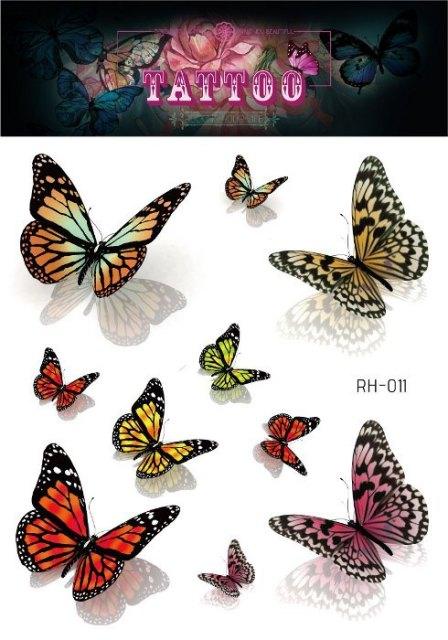 1 Pc Butterfly 3D Temporary Tattoo 52 Style Waterproof Butterfly Tattoos Stickers Temporary Colorful Design For Womens