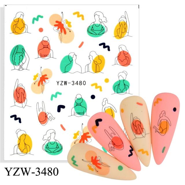 Water Decal Nail Art Decorations Nail Sticker Tattoo Full Cover Beauty Decals Manicure Supplies Accessories  Women Kids Girls Manicure Decoration Nail Art Supplies 3D Self-Adhesive Nail Decals Designer Nail Stickers for Acrylic Nails