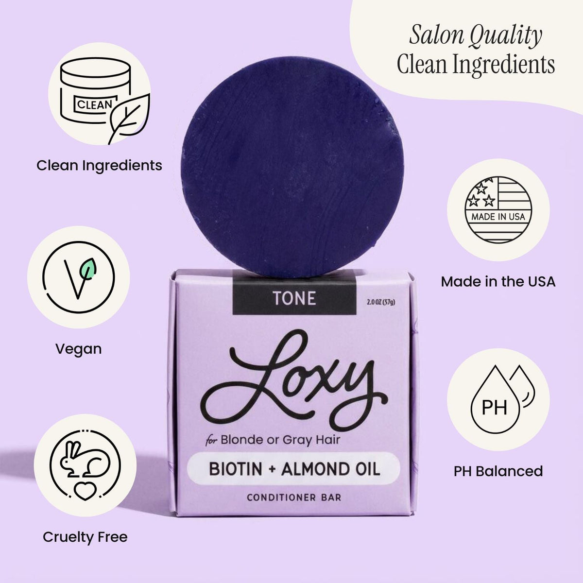 Tone: Purple Conditioner Bar with Biotin & Almond Oil