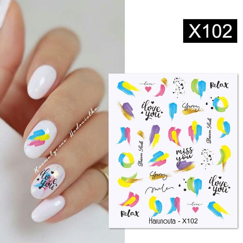 Rainbow Wave Love Heart Pattern Water Decals Stickers Butterfly Dragon Geometry Slider For Nails Art Decoration Tip Water Transfer Nail Decals Sticker For Pretty Girl Self-Adhesive Nail Decals Designer Nail Stickers for Acrylic