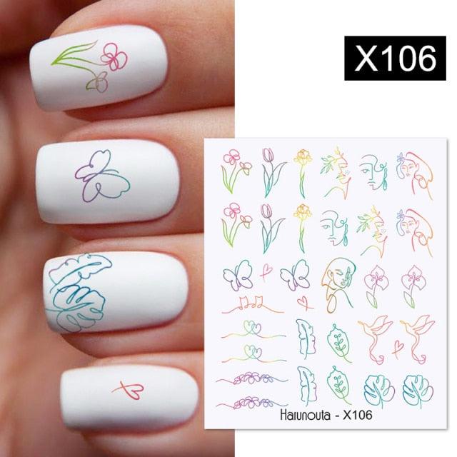 Rainbow Wave Love Heart Pattern Water Decals Stickers Butterfly Dragon Geometry Slider For Nails Art Decoration Tip Water Transfer Nail Decals Sticker For Pretty Girl Self-Adhesive Nail Decals Designer Nail Stickers for Acrylic