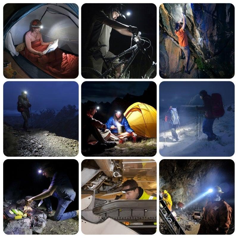 Rechargeable Adjustable LED USB Headlamp 10000Lm Powerfull Adjustable Waterproof Headlight Body Motion Sensor Head Flashlight For Outdoor Hiking Camping Torch Light Lamp