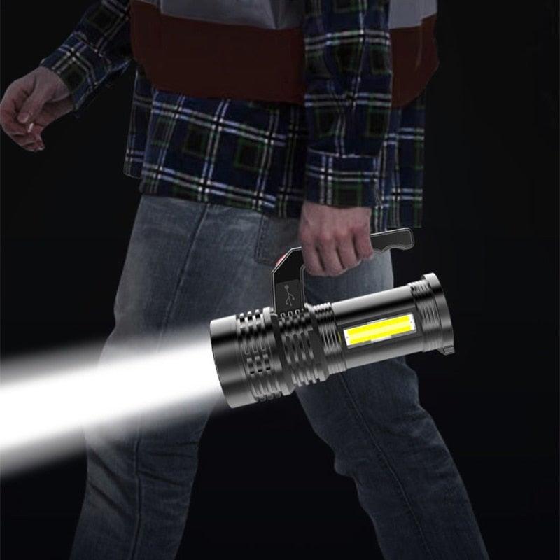 Rechargeable Handheld Flashlights Waterproof  3 Switch Mode Powerful High Lumens Spotlight Fashlight High Power Portable LED Waterproof Outdoor Long Lasting Spot Light Flashlight For Home & Outdoor Use