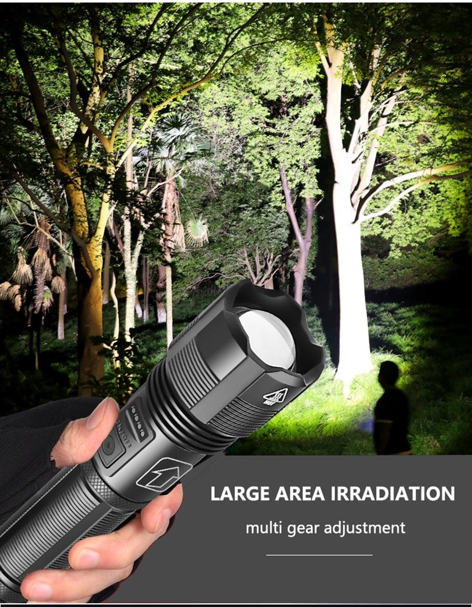 Rechargeable Tactical Flashlight USB LED High Quality Zoomable Torchlight High Lumen Super Bright Flashlight Waterproof Flashlight For Outdoor  Best Camping Hiking Riding Flashlight