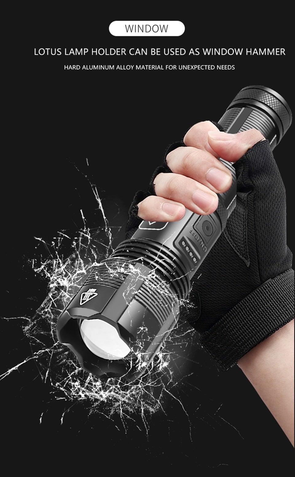 Rechargeable Tactical Flashlight USB LED High Quality Zoomable Torchlight High Lumen Super Bright Flashlight Waterproof Flashlight For Outdoor  Best Camping Hiking Riding Flashlight