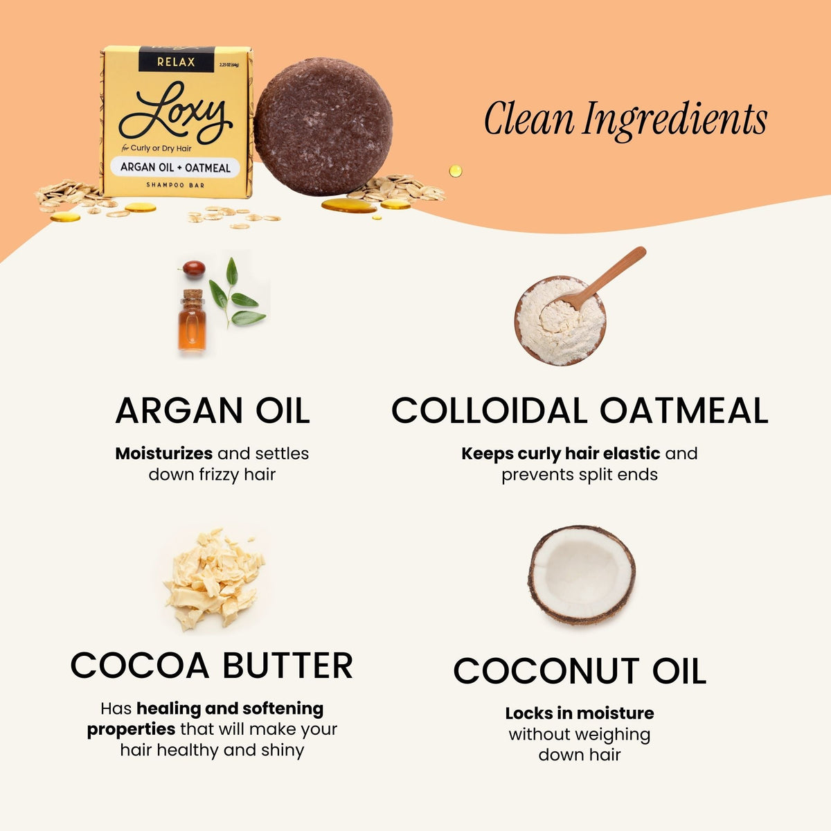 RELAX: Shampoo Bar for dry, frizzy or curly hair with Argan Oil & Oatmeal