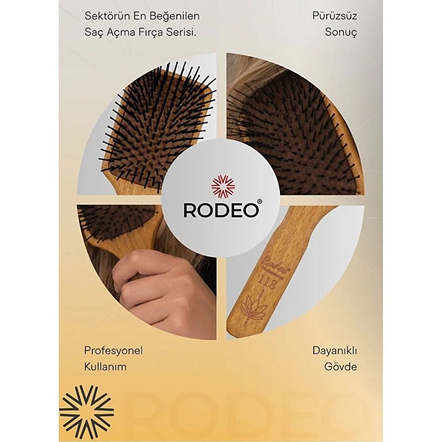 Rodeo Wooden Hair Detangling Brush - Gentle Wood Brush for Tangles & Knots