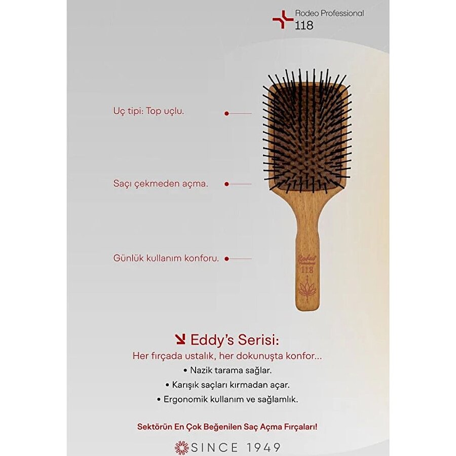 Rodeo Wooden Hair Detangling Brush - Gentle Wood Brush for Tangles & Knots