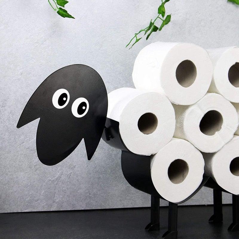 Sheep Decorative Toilet Paper Holder Bathroom Hardware Tissue Storage Toilet Roll Holder Bathroom Accessories Iron Paper Storage Sheep Toilet Paper Roll Holder  Metal Wall Mounted  Free Standing Bathroom Tissue Storage