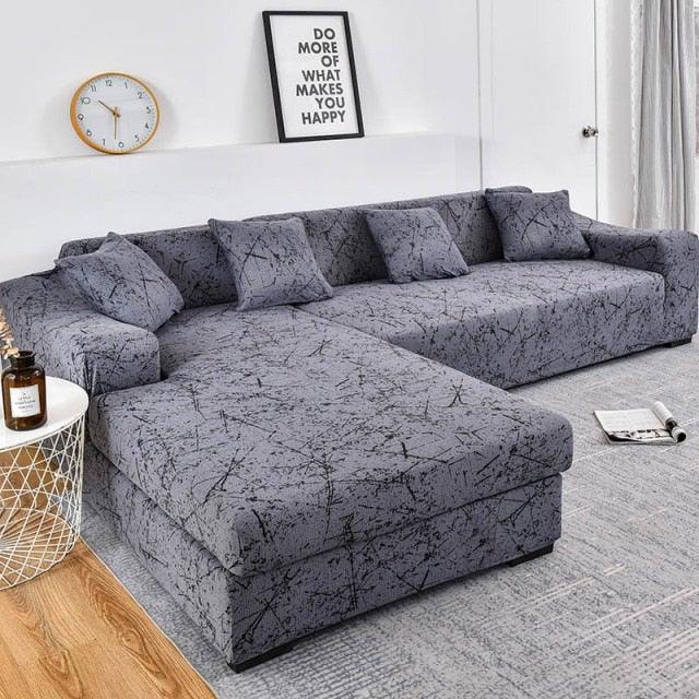 Sofa Cover Geometric Couch Cover Elastic Sofa Cover for Living Room Pets Corner L Shaped Chaise Longue Sofa Slipcover Shaped Sofa Slipcovers with Elastic Bottom, Jacquard Chaise Lounge Set for Living Room