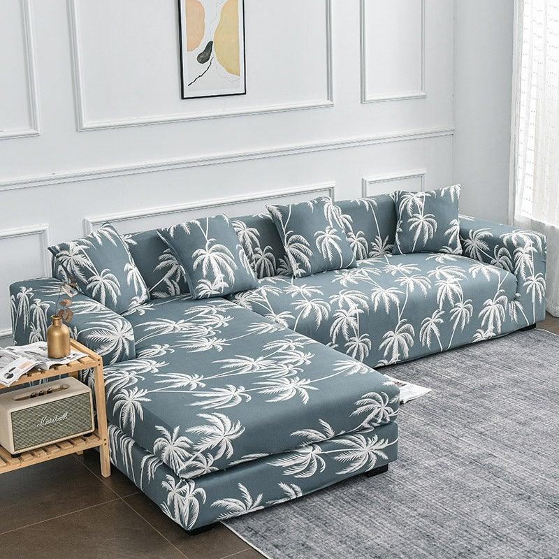 Sofa Cover Geometric Couch Cover Elastic Sofa Cover for Living Room Pets Corner L Shaped Chaise Longue Sofa Slipcover Shaped Sofa Slipcovers with Elastic Bottom, Jacquard Chaise Lounge Set for Living Room