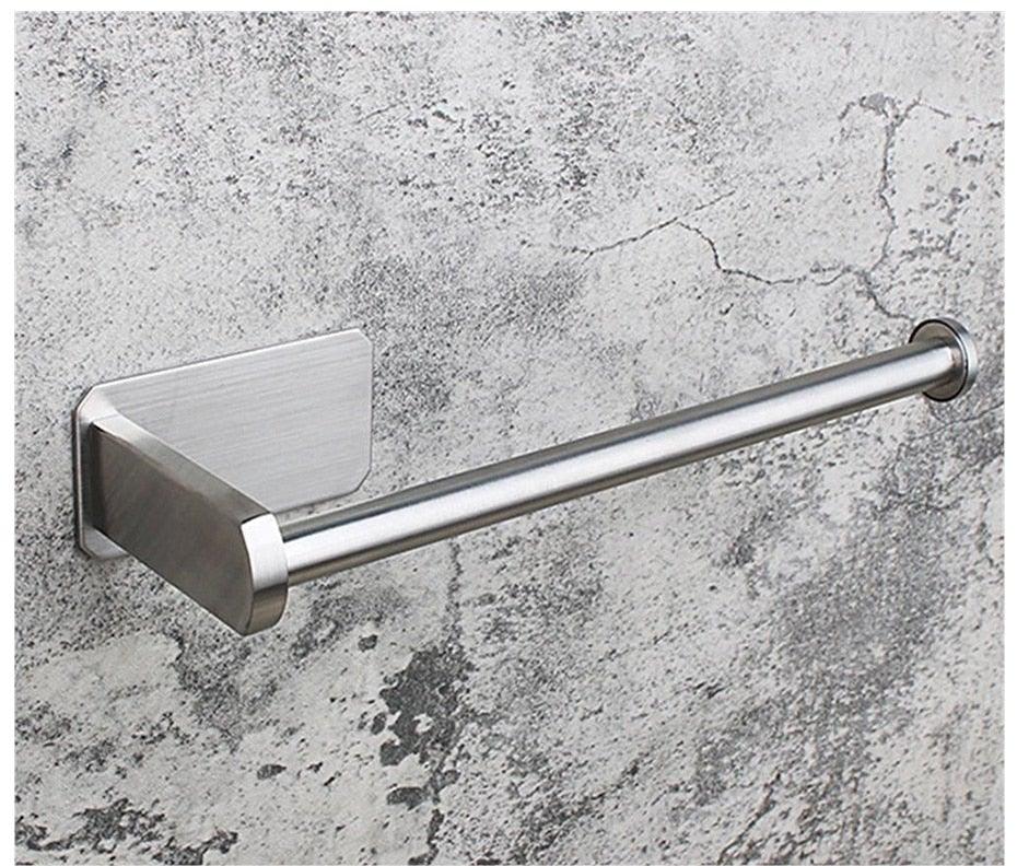 Stainless Steel Wall Toilet Paper Roll Holder Black Silver Self Adhesive Toilet Paper Holder for Bathroom Stick Wall Towel Rack