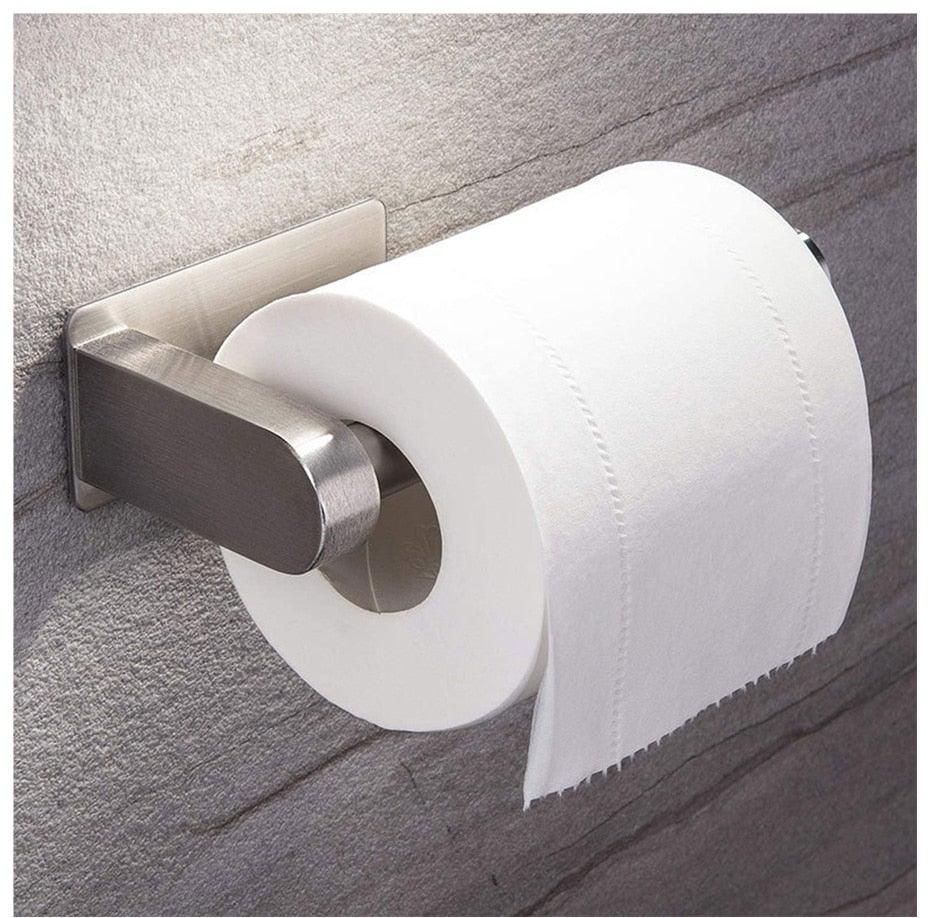 Stainless Steel Wall Toilet Paper Roll Holder Black Silver Self Adhesive Toilet Paper Holder for Bathroom Stick Wall Towel Rack