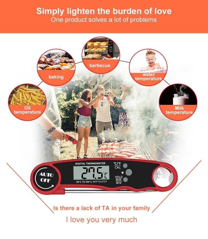 Stylish Instant Read Meat Thermometer Waterproof Ultra Fast Digital Food Water Milk Thermometer With Backlight & Calibration Digital Food Probe for Kitchen Outdoor Grilling And BBQ