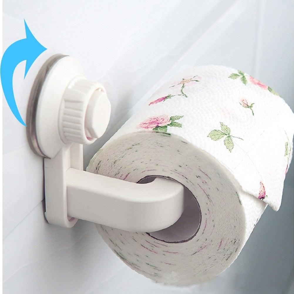 Toilet Paper Holder Super Storage Suction Cup Wall Mount Removable Rack Suction Cup Toilet Paper Holder  Wall Mount Plastic Tissue Roll Dispenser For Bathroom And Kitchen