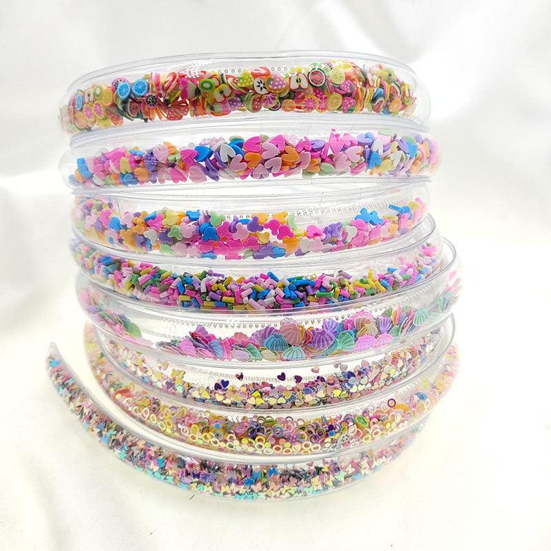Transparent Quicksand Headbands for Children Kids Girls Fashion Glitter Sequin Teeth Hairbands Bezel Hair Hoops Gorgeous Hair Accessories For Women