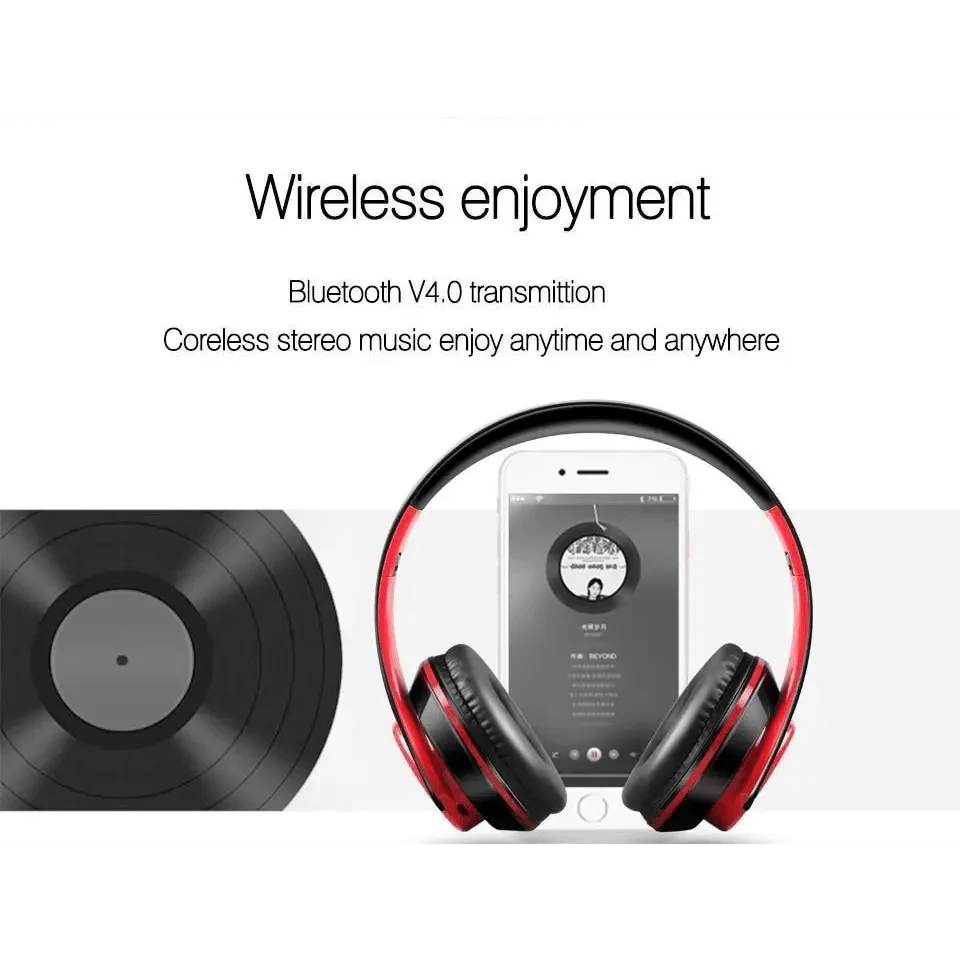 Wireless Headset Bluetooth Earphones and Headphone Foldable Adjustment Bluetooth Wired Headphones TF Card MP3 FM Radios For Online Class Business Trip Travel Video Conference