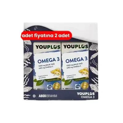 Youplus Omega-3: Twin Pack - EPA & DHA Fatty Acids - 30 Capsules x 2