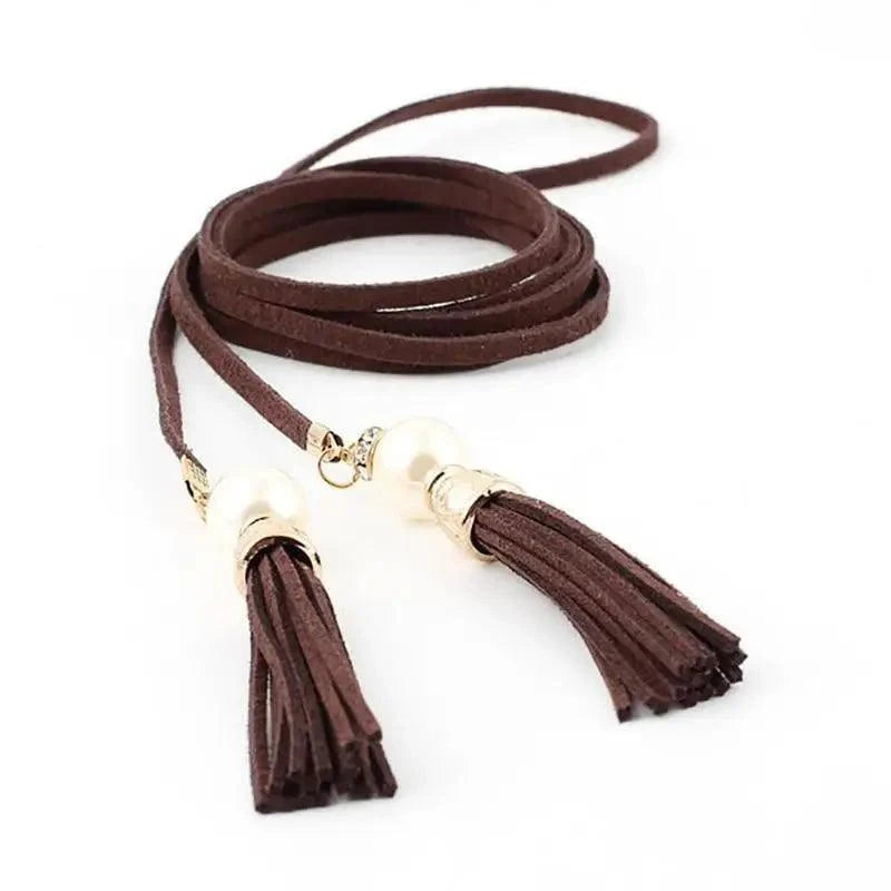 Unique Classic PU Leather Tie Strap Waist Belt For Women Modern Rope Style Design Ladies Waistbands