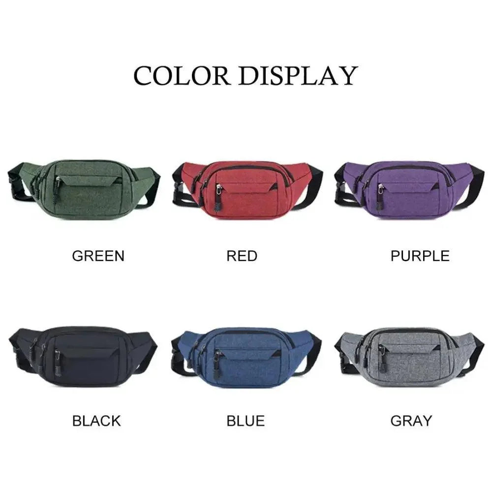 Unisex Casual Crossbody Women Waist Bag Retro Design Large Capacity Canvas Travel Adjustable Phone Bag Fanny Hip Bags Hands-Free Wallets Waist Pack