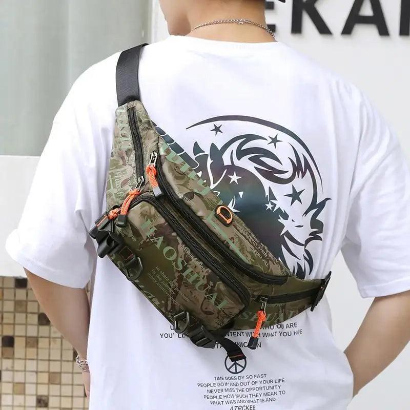 Unisex Stylish Multiple Pockets Fanny Pack Men Waist Packs Travel Adjustable Waist Band Outdoor Portable Modern Fanny Bag