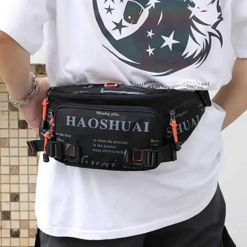Unisex Stylish Multiple Pockets Fanny Pack Men Waist Packs Travel Adjustable Waist Band Outdoor Portable Modern Fanny Bag