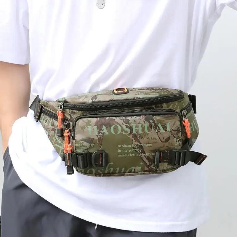 Unisex Stylish Multiple Pockets Fanny Pack Men Waist Packs Travel Adjustable Waist Band Outdoor Portable Modern Fanny Bag