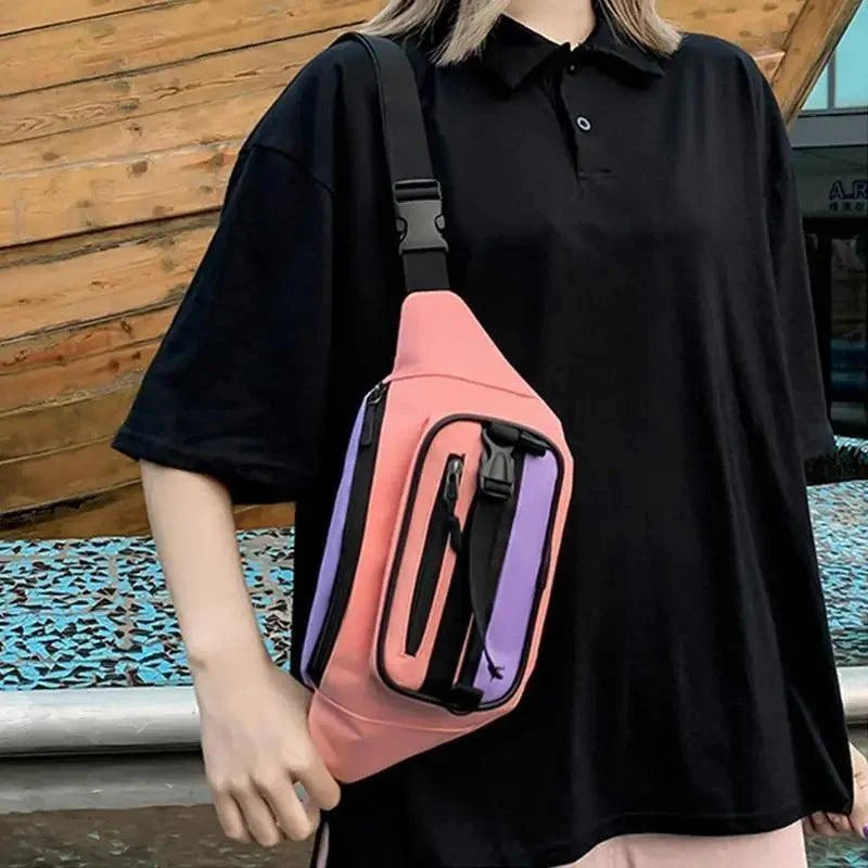 Vintage Lightweight Unisex Fanny Pack 3 Zippers Waist Packs Canvas Adjustable Party Fanny Pack