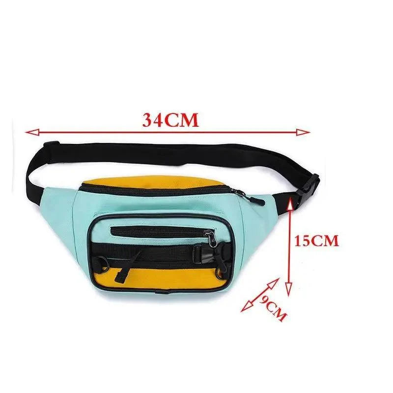 Vintage Lightweight Unisex Fanny Pack 3 Zippers Waist Packs Canvas Adjustable Party Fanny Pack