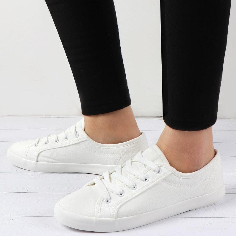 White Summer Womens Sneakers Trainers White Leather Canvas Shoes Tenis Classic Casual Cotton Slip On Canvas Comfortable Walking Flats Sneakers
