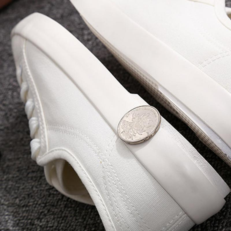 White Summer Womens Sneakers Trainers White Leather Canvas Shoes Tenis Classic Casual Cotton Slip On Canvas Comfortable Walking Flats Sneakers