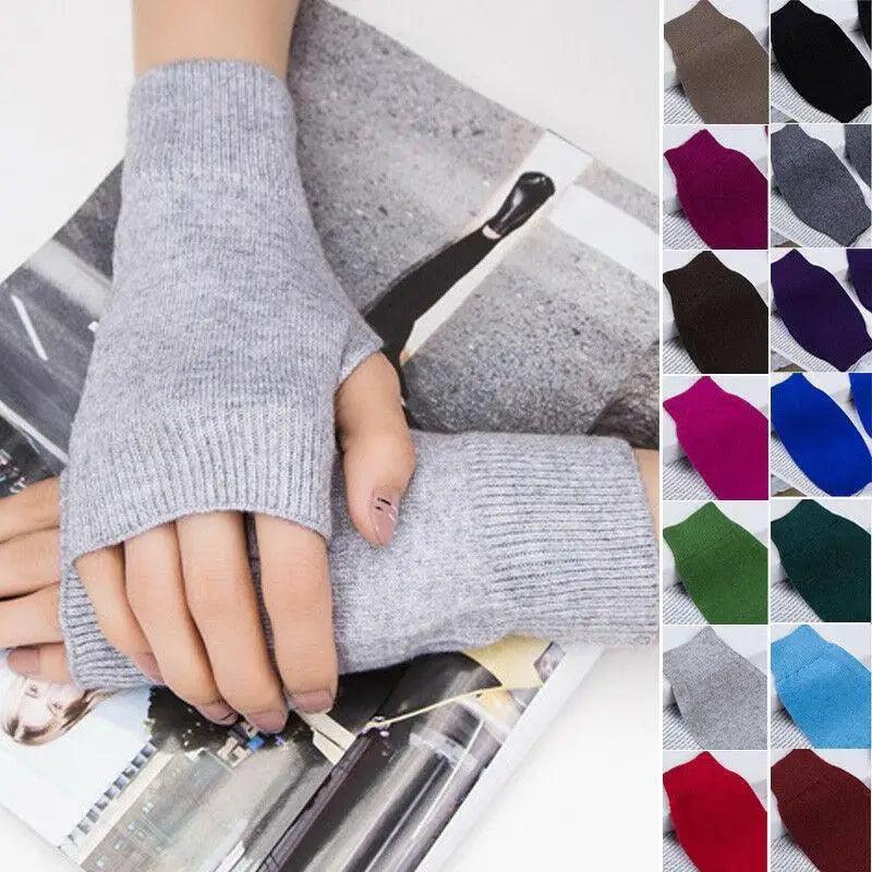 Winter Gloves Female Fingerless Gloves Without Fingers Women Warm Winter Gloves Hand Wrist Warmer For Women Winter Cute Solid Color Half Knitted Wool Gloves