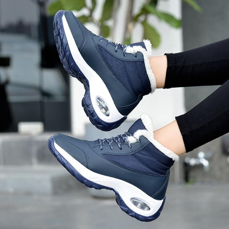 Winter Women's Sneakers Fashion Breathable Casual Running Winter Warm Anti-Slip Soft Sole Warm Fur Lined Winter Womens High Heels Sneakers