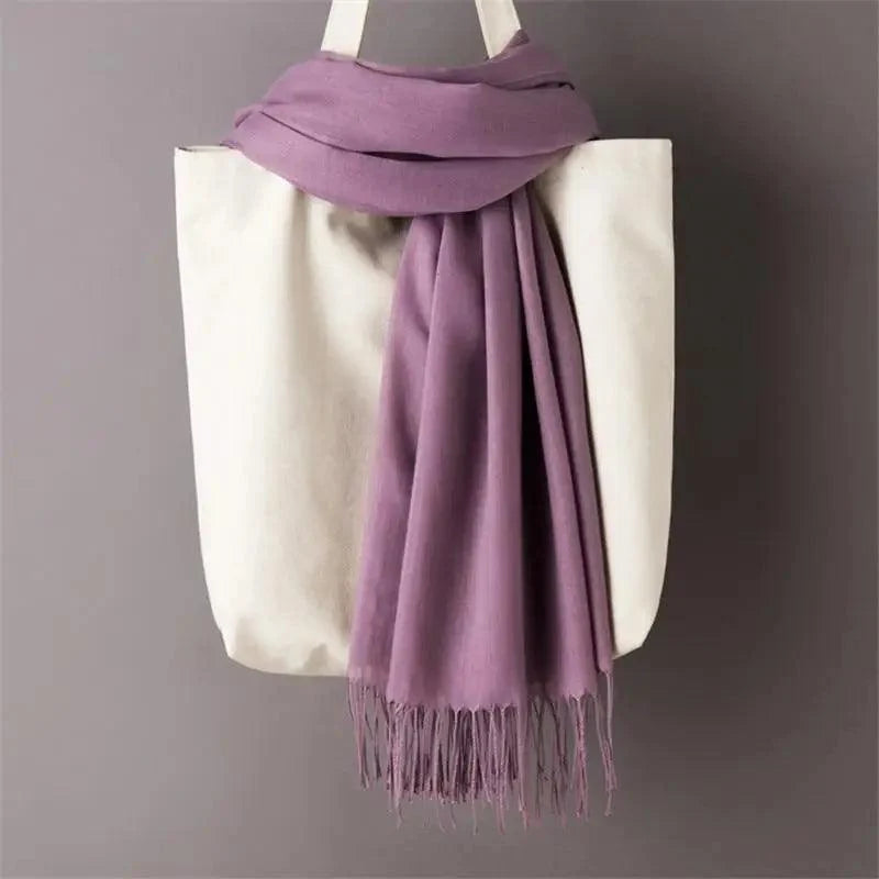 Winter Women Scarf Female Scarves For Women Solid Shawl Wraps For Winter Casual Wear Travel Friendly Wool Tassel Scarf Fashion Solid Color Toddler Soft Warm Scarves