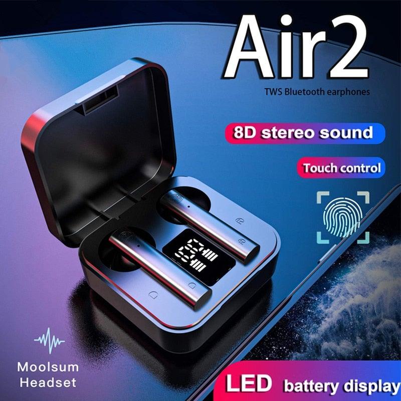 Wireless Bluetooth Earphone Air Sports Running Headphone LED Display Earbuds Noise Reduction Updated Design with Industry Leading Sound & Improved Comfort, Long Wireless Range