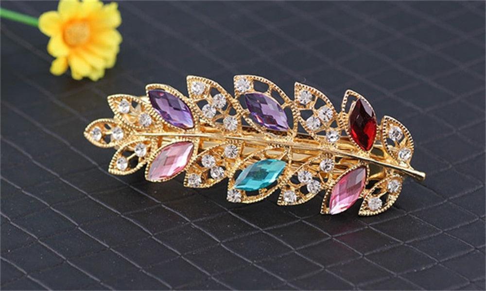 Women Fashion Rhinestone Horsetail Hairpin Spring Clip Ladies Luxury Jewelry Crystal Side Clip Gorgeous Ponytail Holder Hair Accessories For Women