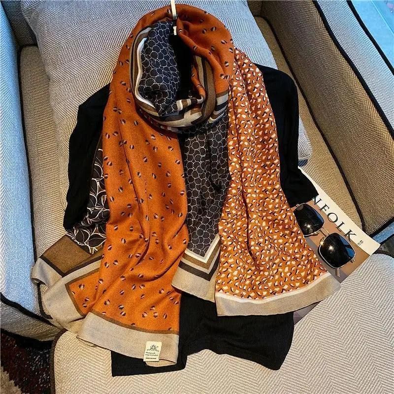 Women Scarf Leopard Print Cotton Large Size Scarfs For Winter Shawls Winter Warm Casual Wear For Women Lovely Floral Tassel Cotton ab Shawls Lady Silk Wraps Scarves