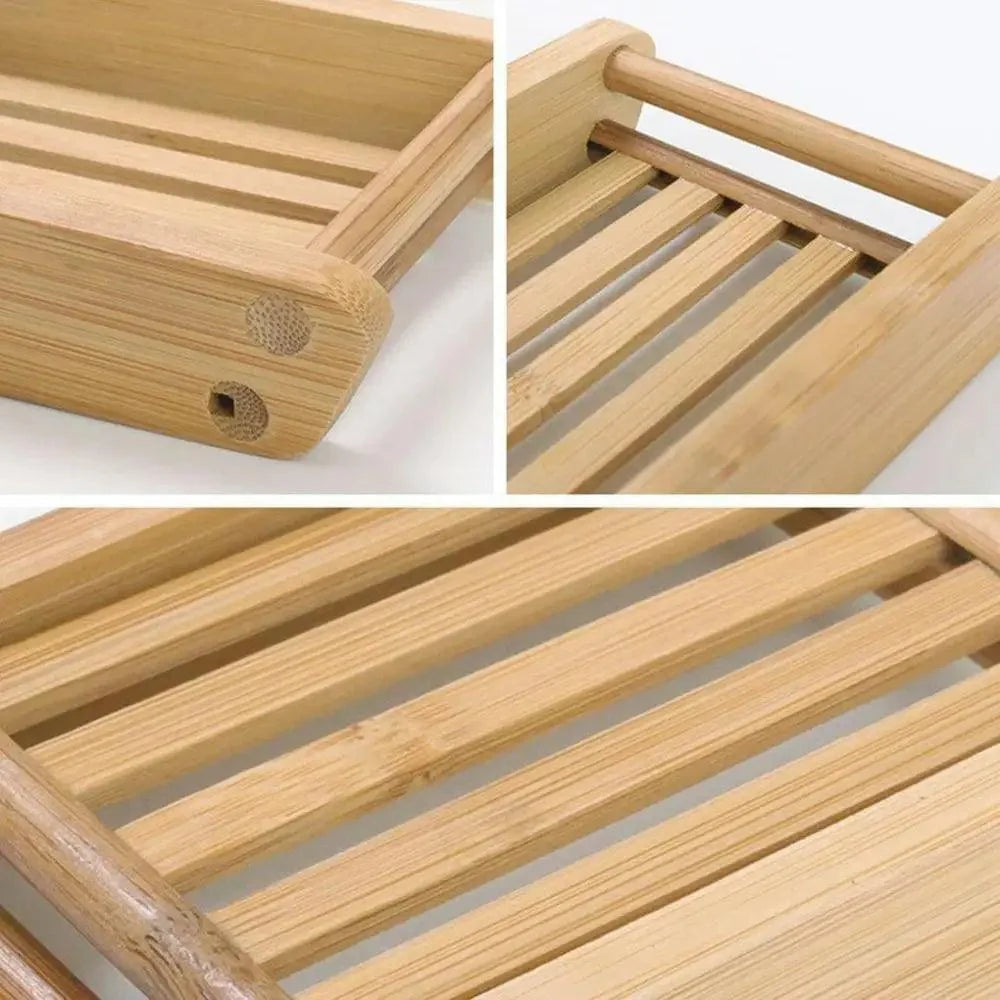 Wooden Natural Bamboo Soap Dishes Tray Holder Storage Soap Rack Plate Box Container Portable Bathroom Soap Dish Storage Box Bathroom Wooden Soap Case Holder Home Hand Craft Natural Wood Dish Holder for Soap Sponge